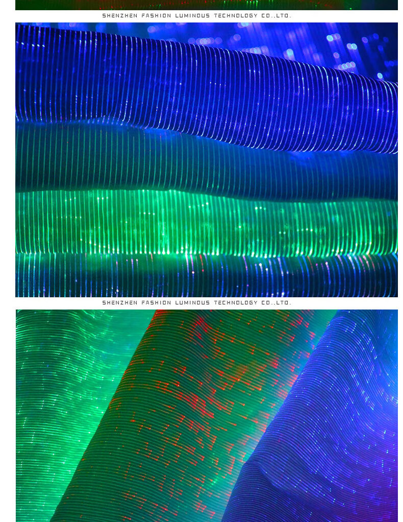 光纤面料 发光光纤面料服装婚纱衣服面料智能app控制led发光布料