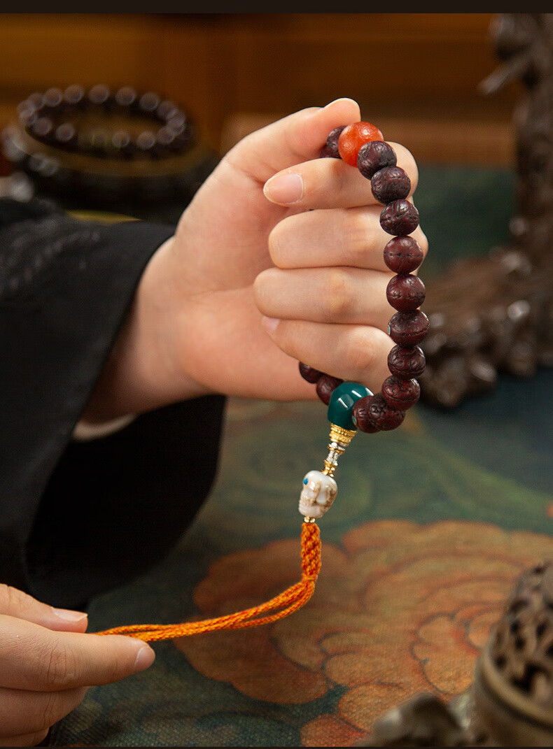 【特价捡漏】凤眼菩提8mm布达拉宫凤眼菩提子手持念珠佛珠镶嵌绿松