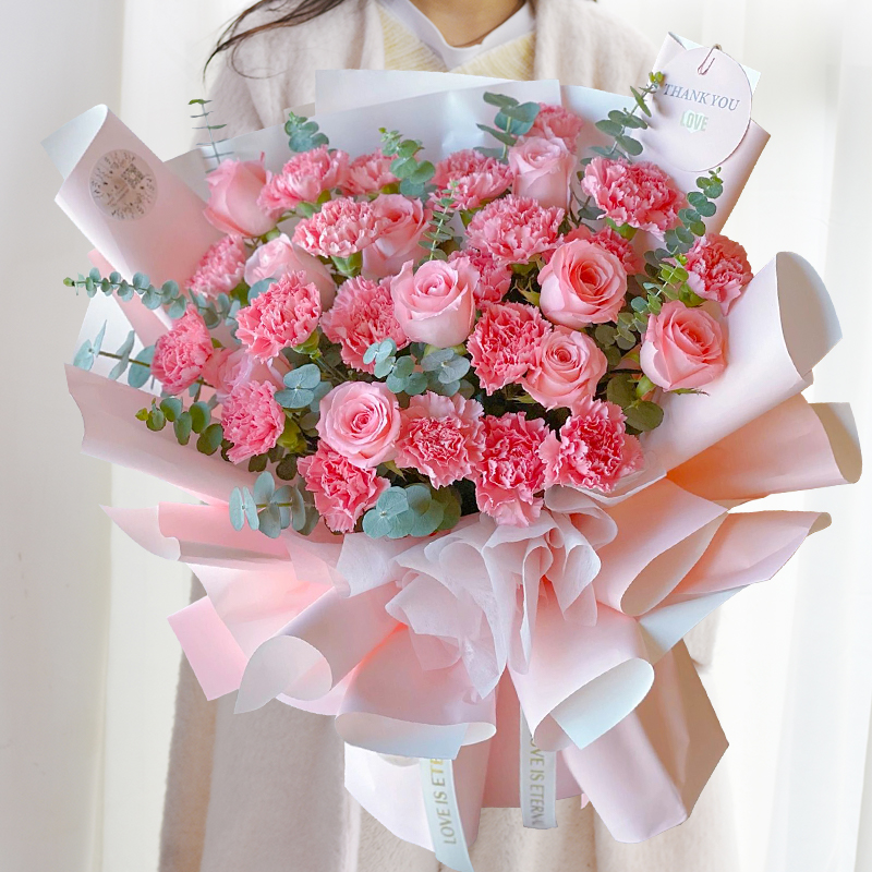 钰尚护士节康乃馨百合花束西安鲜花速递同城咸阳宝鸡渭南花店配送妈妈