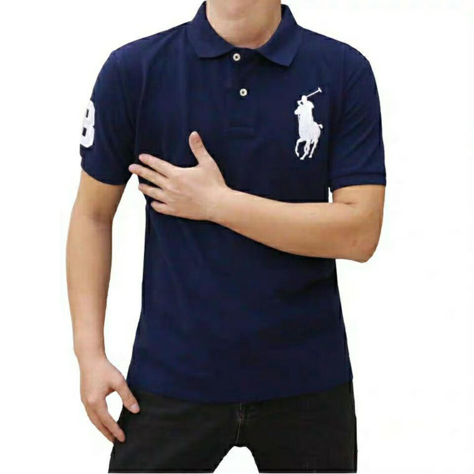 美国保罗polo衫男士翻领短袖经典大马标刺绣商务休闲马球衫 紫色配