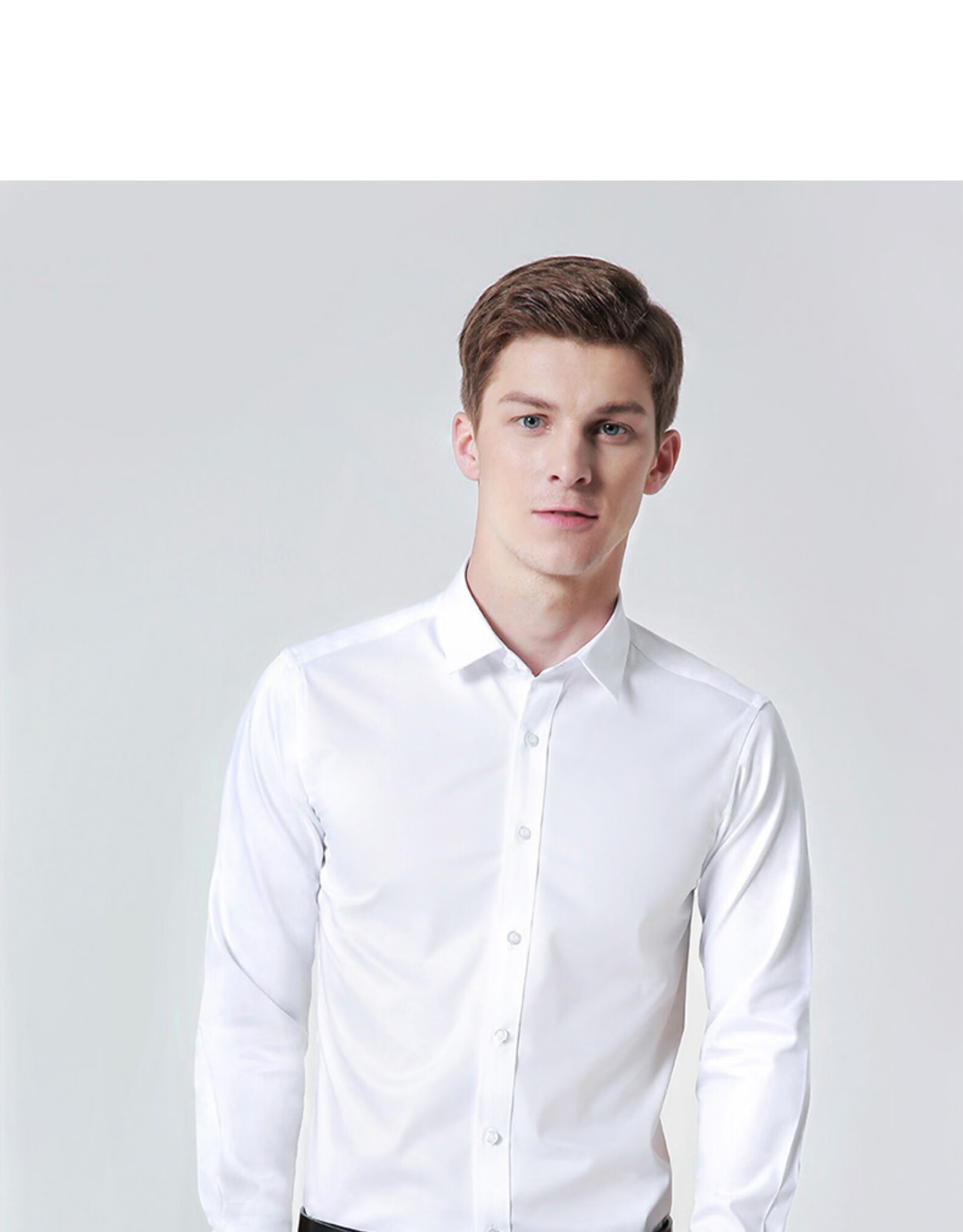 罗蒙romon品牌春秋白衬衫男长袖商务正装修身黑色职业大码工装白色