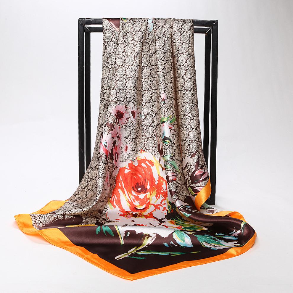 青衣麻相杭州特产丝绸围巾女士丝巾青花瓷风丝绸空调披肩绸缎面大方巾