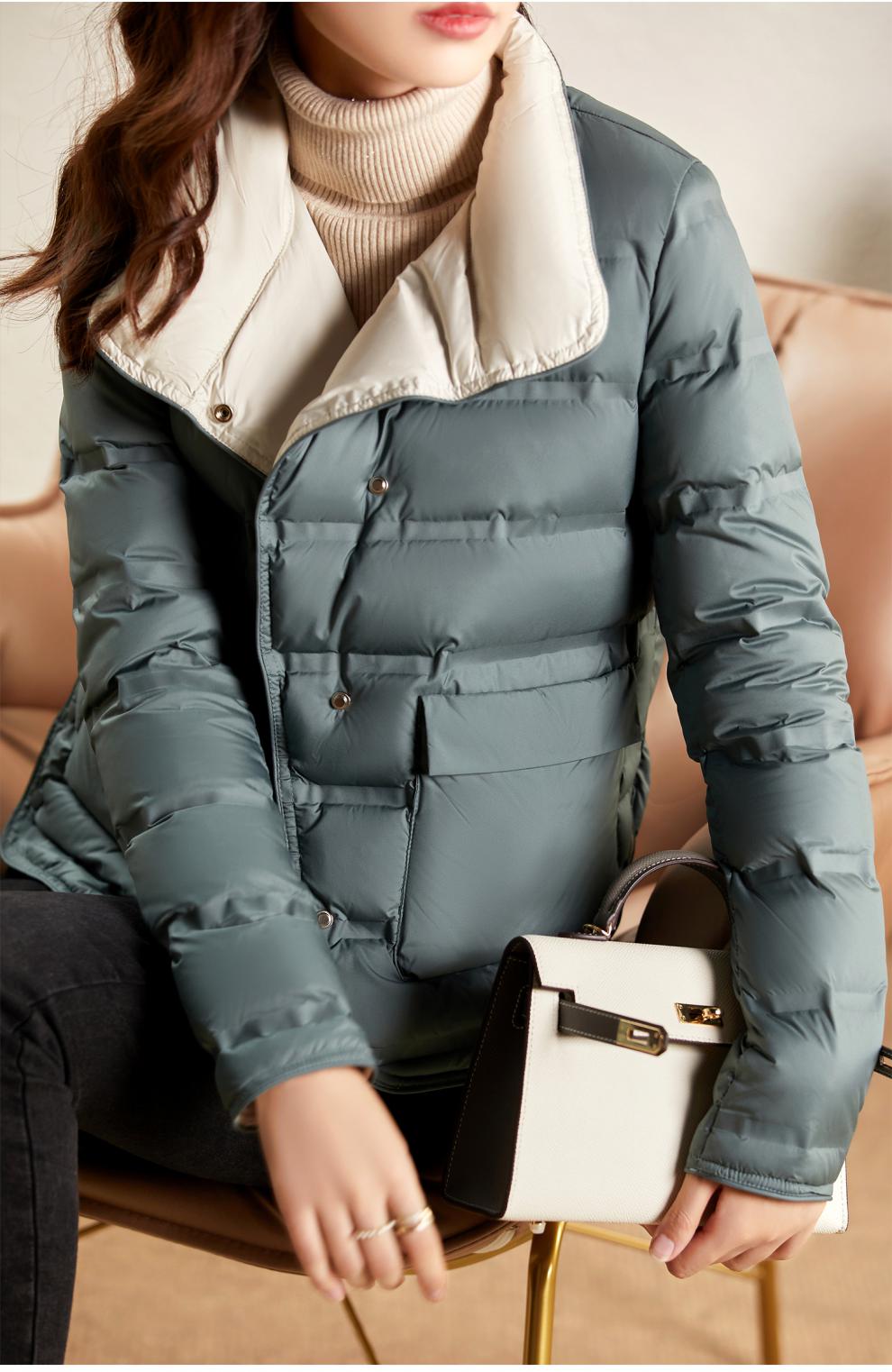 轻薄短款羽绒服女2021年新款冬季小个子外套90白鸭绒 50150 孔雀绿 s