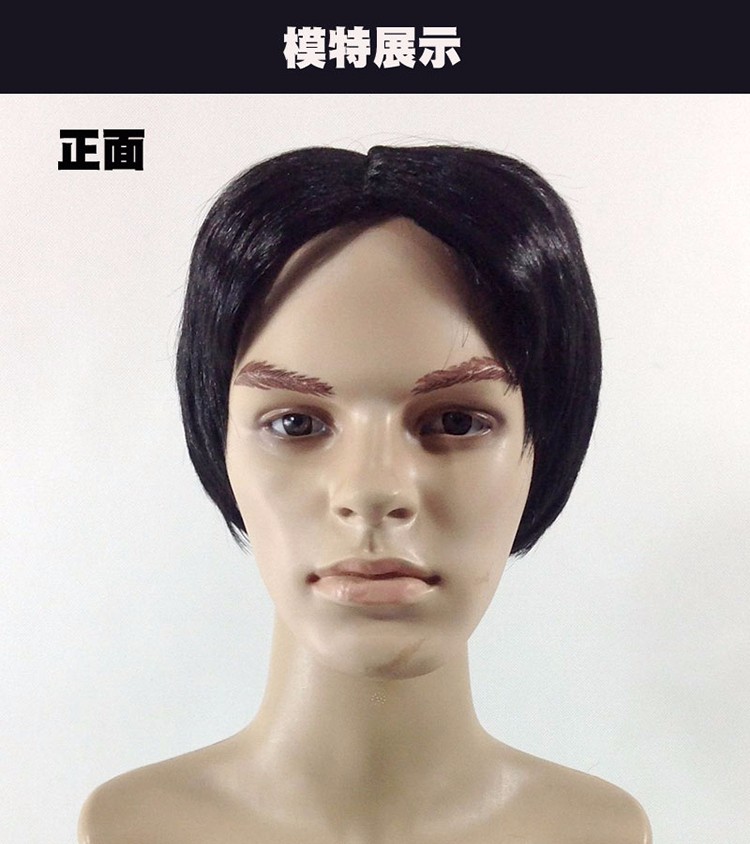 舞台表演演出扮演汉奸假发男逼真翻译官日本鬼子汉奸中分假发套啡黑色
