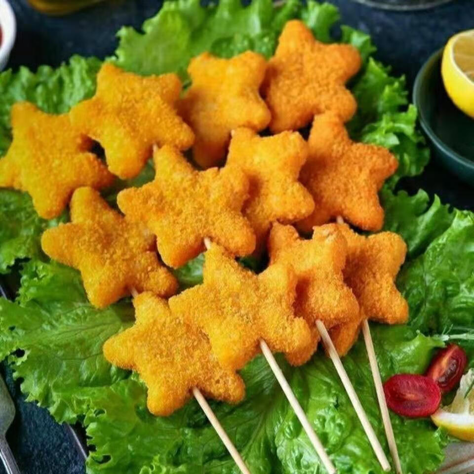 幸运星五星鸡块串1200g鸡肉鸡块油炸速冻休闲小吃冷冻半成品火龙串1包