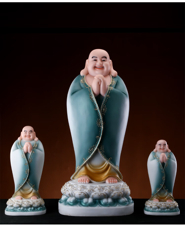 汉白玉弥勒佛彩绘恭喜抱拳笑佛站立大号玄关客厅家用迎客佛像摆件 39