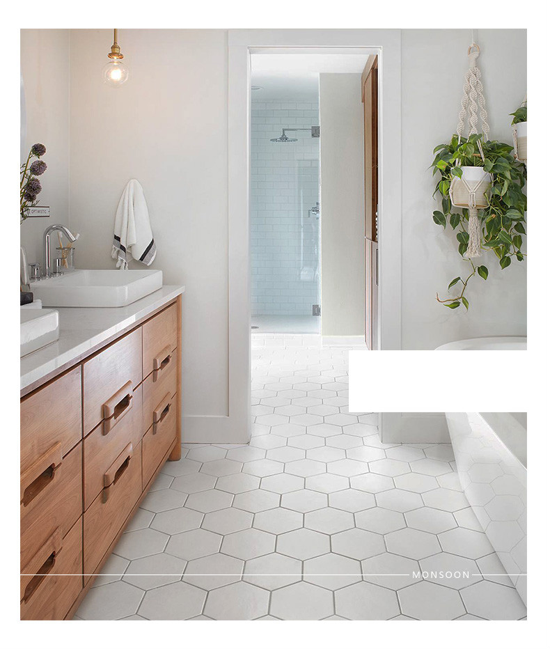 瓷北欧卫生间六角砖厨房六边形瓷砖地砖浴室黑白墙砖 黑色 其它