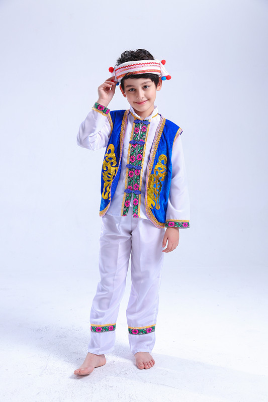 少数民族帽子舞蹈服装中国风白族男装表演服饰葫芦丝演奏服装男童