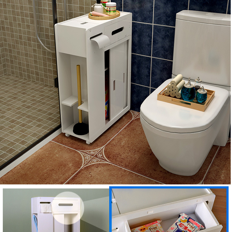 浴室夹缝置物架厕所缝隙储物柜收纳柜卫生间落地窄柜马桶边柜侧柜 bg