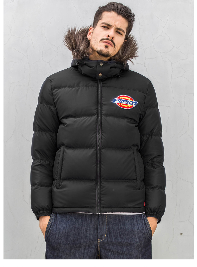 dickies经典款logo男士休闲厚实羽绒服可脱卸帽子154m10ec06 nv海军蓝