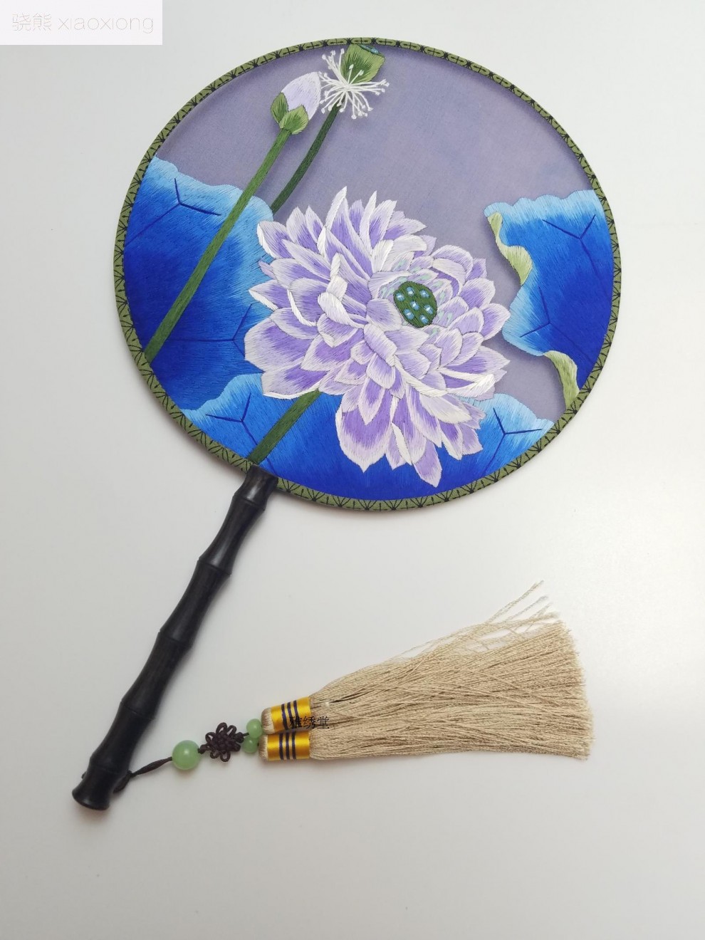 骁熊纯手工刺绣双面绣苏绣团扇中国风古风苏州杭州特产古典圆扇扇子