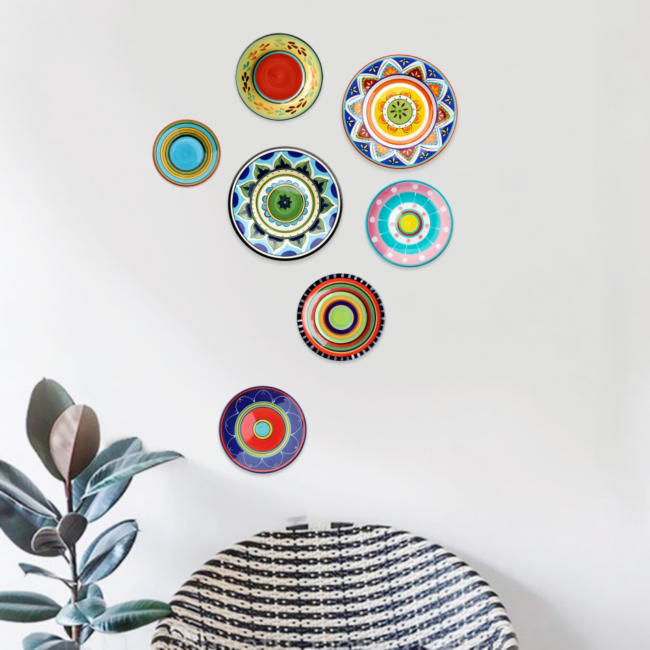个性彩绘陶瓷盘子挂盘装饰盘墙饰摆件欧美式客厅餐厅创意背景墙装饰品