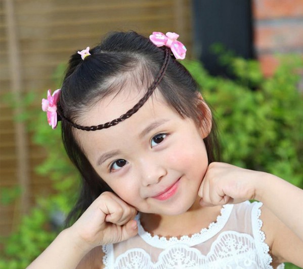 2017年冬季新款儿童头饰发夹眉心额头链女童发卡发饰假发辫子宝宝饰品