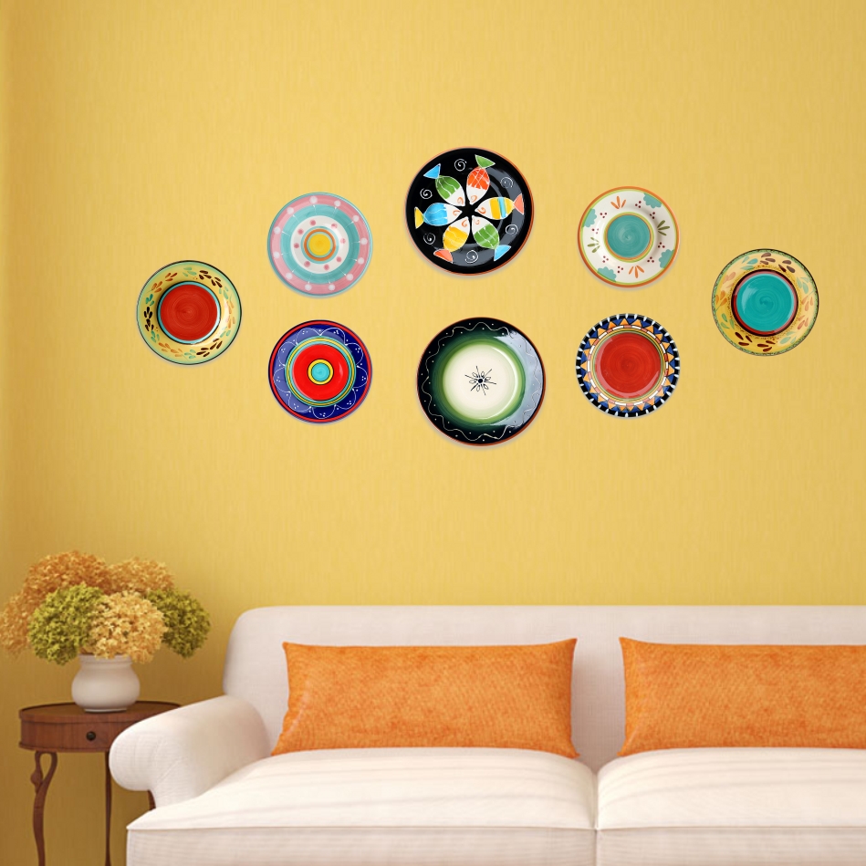 个性彩绘陶瓷盘子挂盘装饰盘墙饰摆件欧美式客厅餐厅创意背景墙装饰品