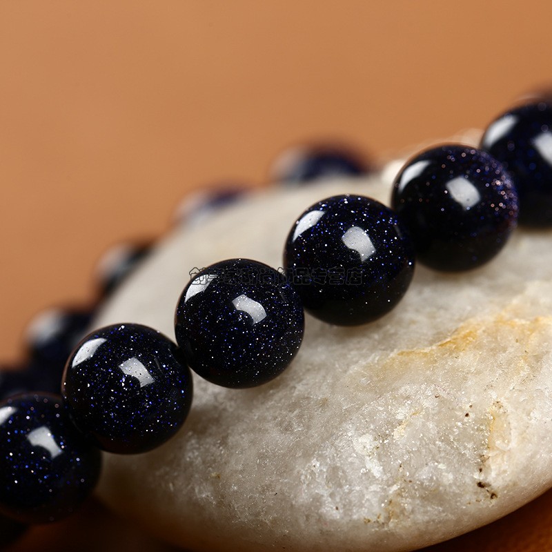 尼美(ubeauty)新款玛瑙星空手链男女复古情侣款仿金沙石手串 图片色