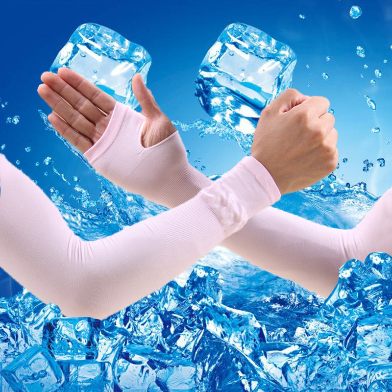 冰凉丝防晒袖套夏天男女长款薄套袖户外开车防晒手套