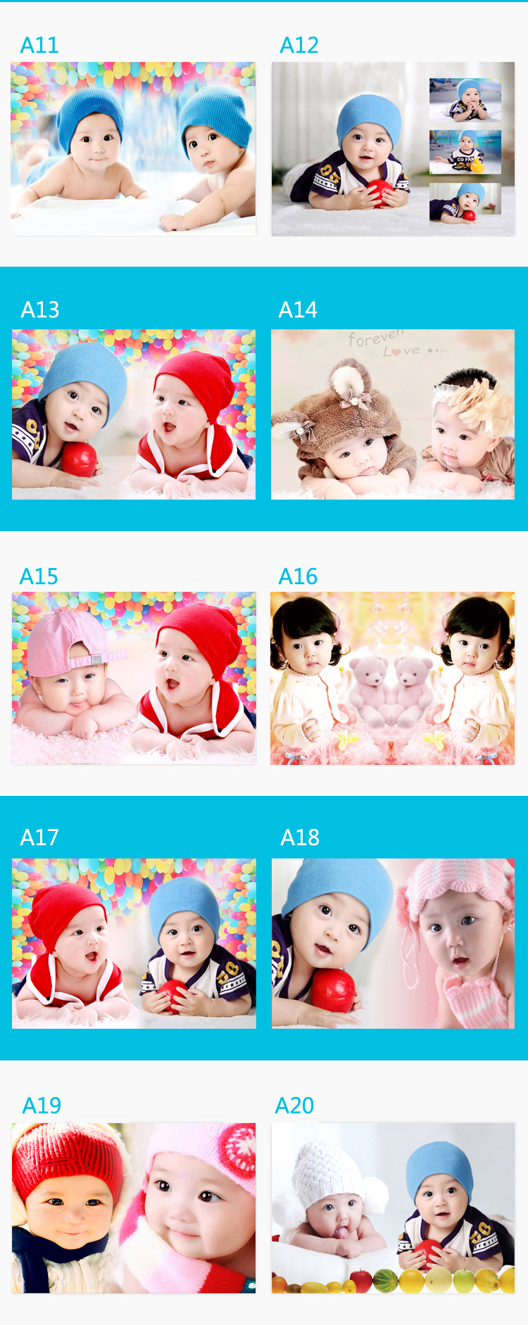 漂亮女宝宝图片海报孕妇胎教照片画双胞胎婴儿墙贴bb墙贴画报婴儿胎教