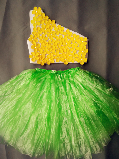 新款儿童环保服diy手工制作时装秀演出服幼儿园服装女子走秀裙 绿色