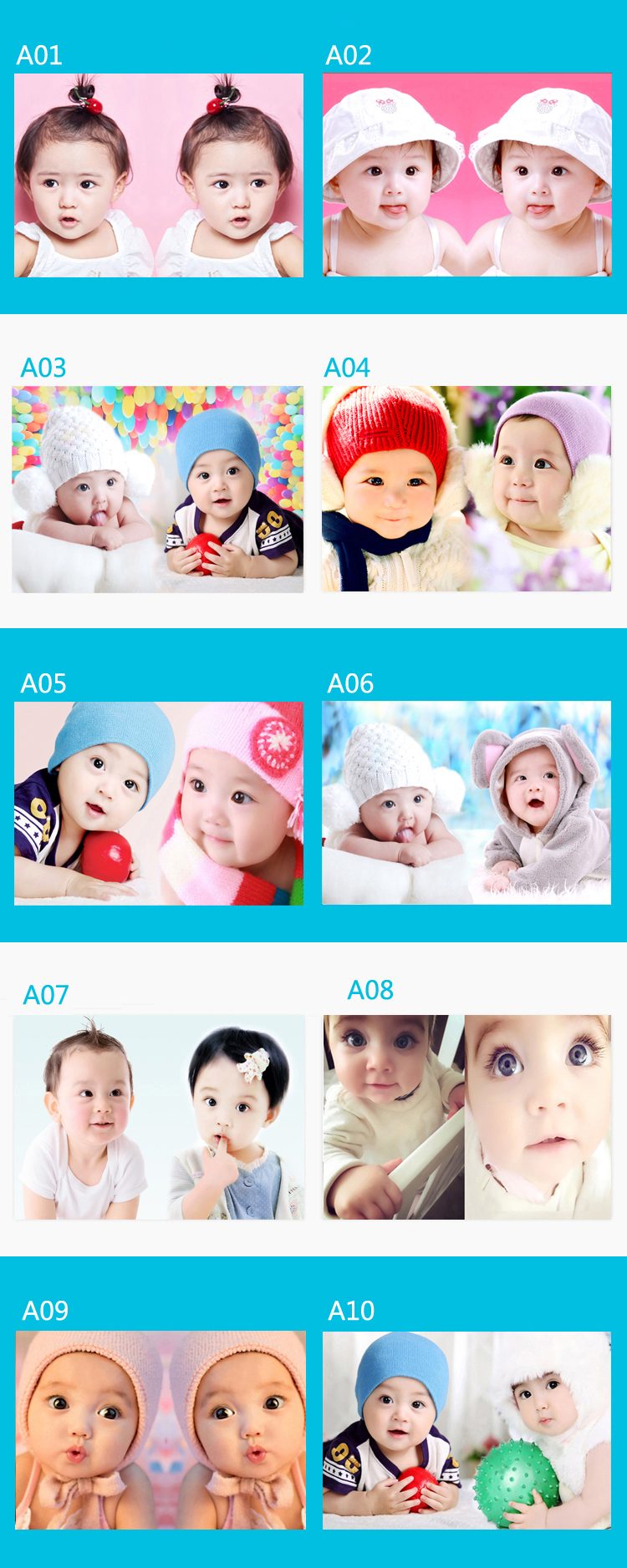 漂亮女宝宝图片海报孕妇胎教照片画双胞胎婴儿墙贴bb墙贴画报婴儿胎教