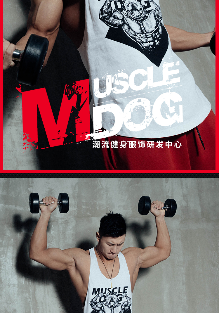 muscledog 经典宣言no pain no gain 大肌霸狗健身训练热血背心 黑色