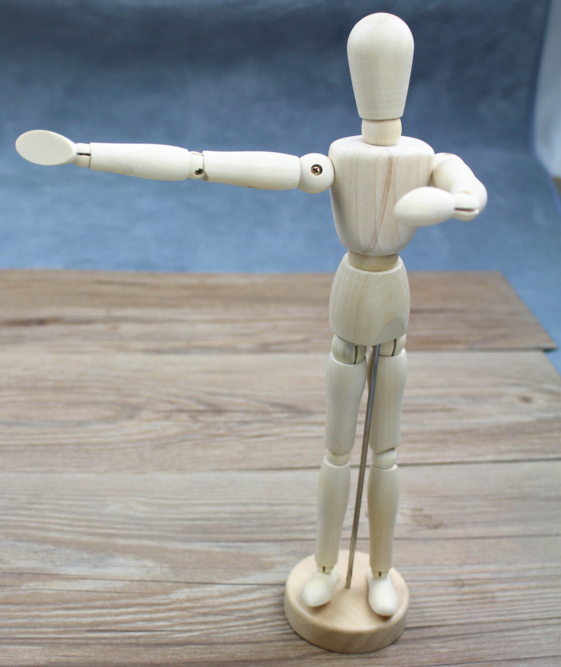 漫画12寸20cm人体结构模型16寸木头人30cm美术素描摆件木关节人偶 15.
