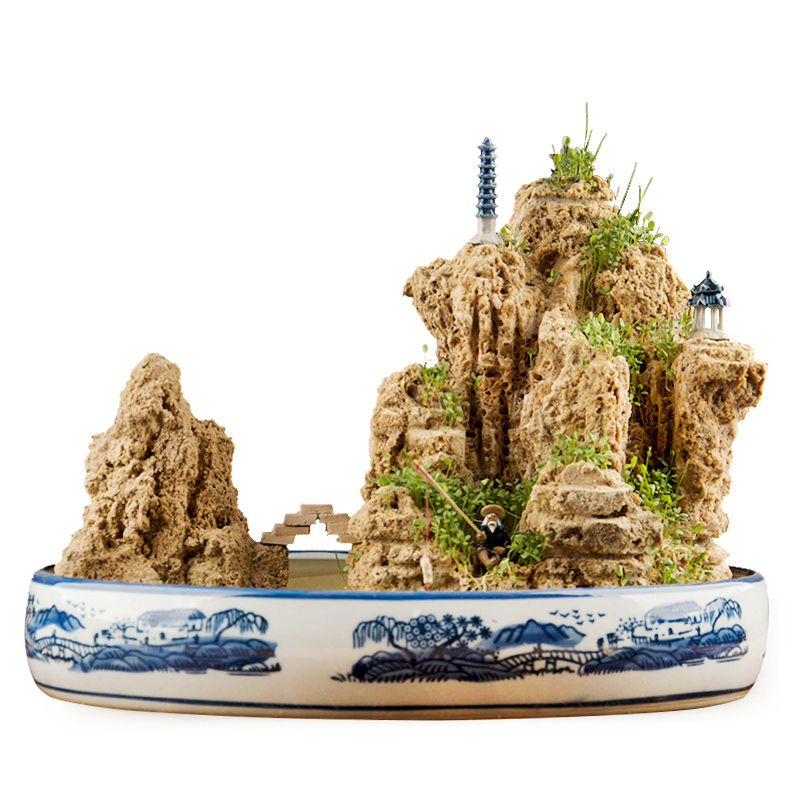 假山盆景摆件 吸水石山盆景客厅办公室室内小摆件