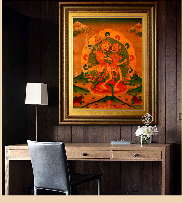 手绘唐卡尸林怙主 佛像 尸陀林 护法像 西藏佛像 装饰画挂画 玄关