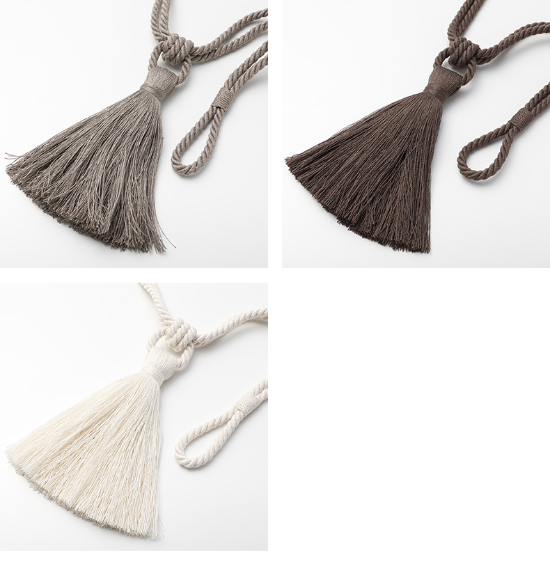 muji 窗帘绳 麻流苏 本白色