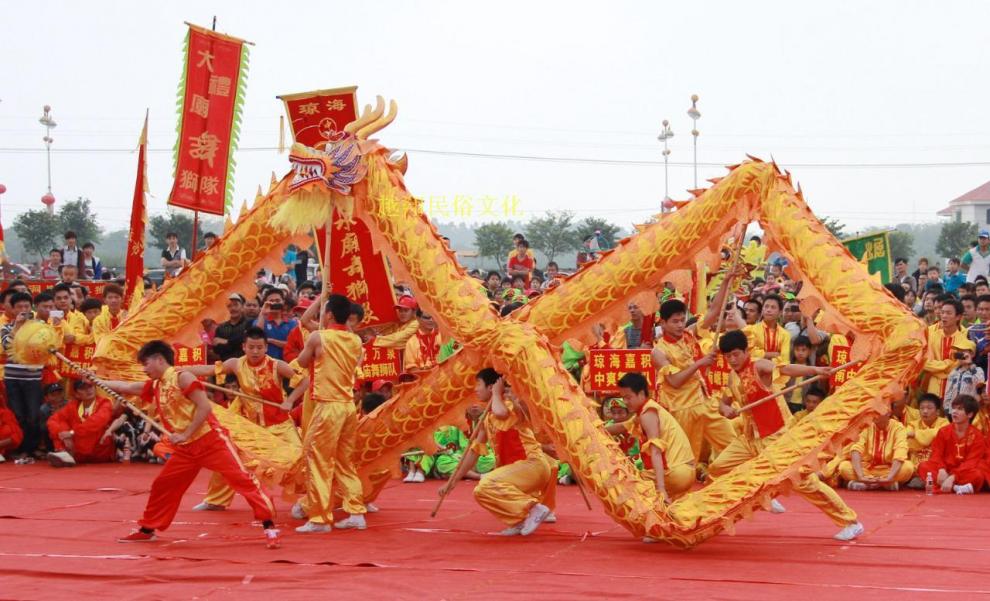 舞龙烫金龙国标龙舞龙道具舞龙用品牛津布烫金龙舞龙 标准9节牛津布绿