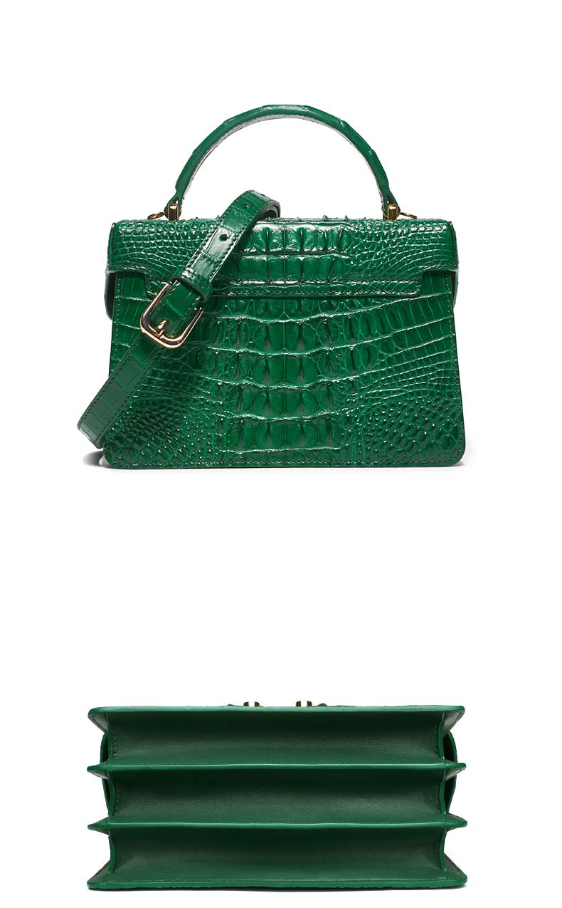 哥特新款鳄鱼皮女士单肩包女包真皮个性时尚女士小方包鳄鱼皮包女