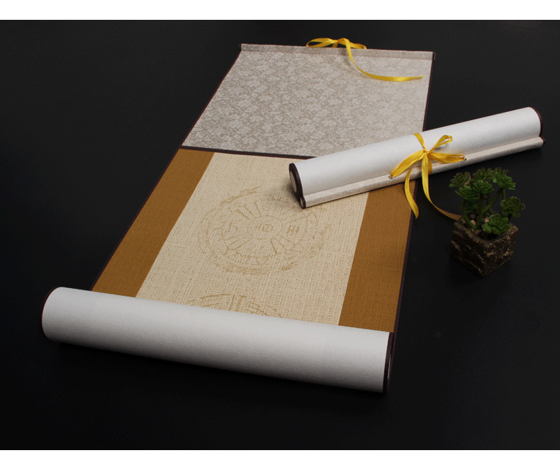 新款对联挂轴七言五言全绫装裱对联卷轴长卷书法创作用复古宣纸免装裱