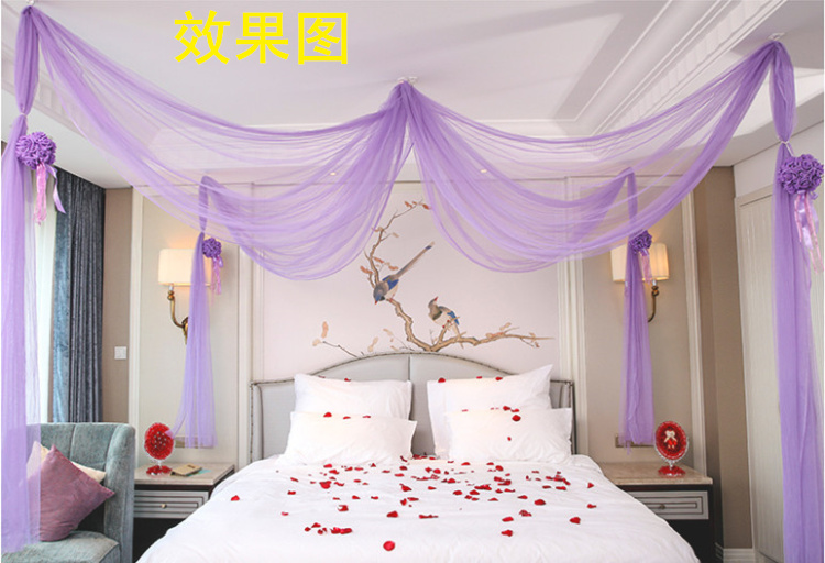 纱幔结婚庆婚礼婚房布置用品雪纱彩纱楼梯扶手装饰水晶纱拉花彩带 桔