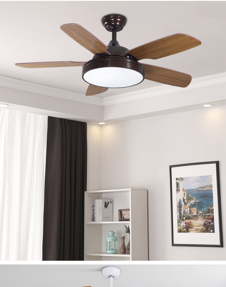 今盛吊扇灯美式复古客厅餐厅带灯吊扇风扇灯工业风简约电风扇吊灯 52