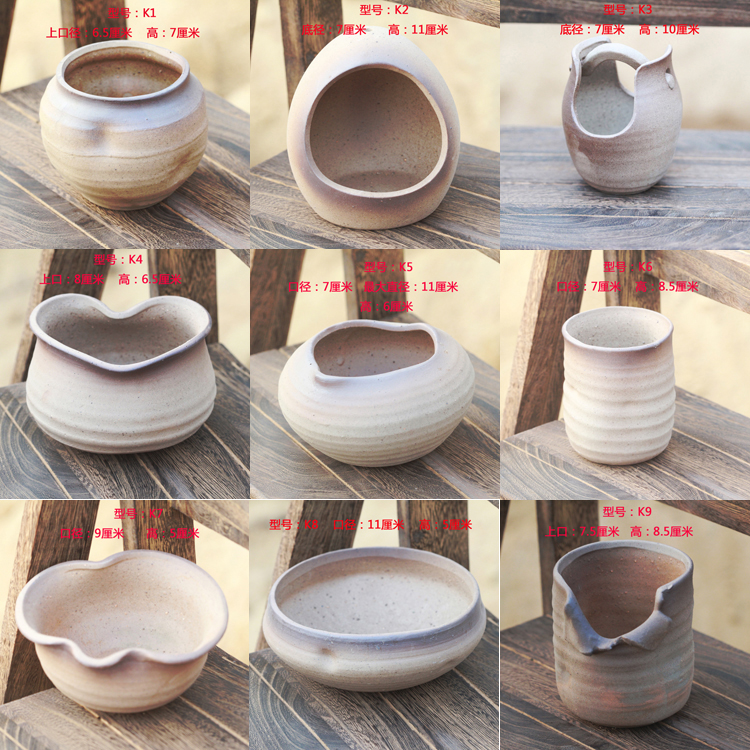 产品名称:手工炭烧陶瓷花盆 产品简介:经过高温烧制,手工塑形