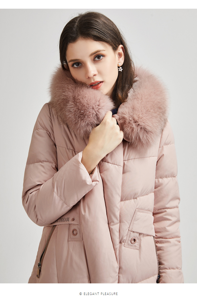 玖姿冬装毛领可拆卸长款款羽绒服外套女过膝 军绿 xl【图片 价格 品牌