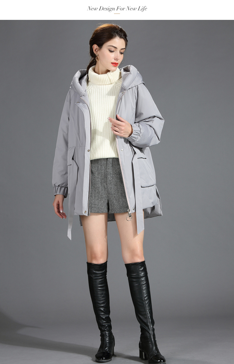 特价款恒源祥冬季新款女连帽宽松羽绒服时尚韩版加厚保暖白鸭绒外套y