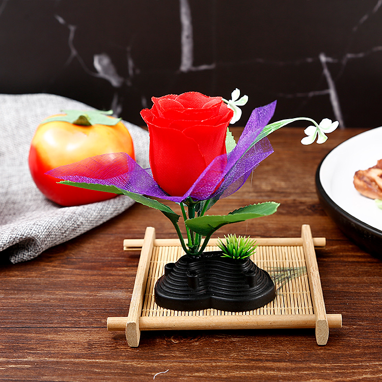 酒店餐厅刺身摆盘装饰花草围边点缀花拼盘创意盘饰仿真冷菜小摆件玫红