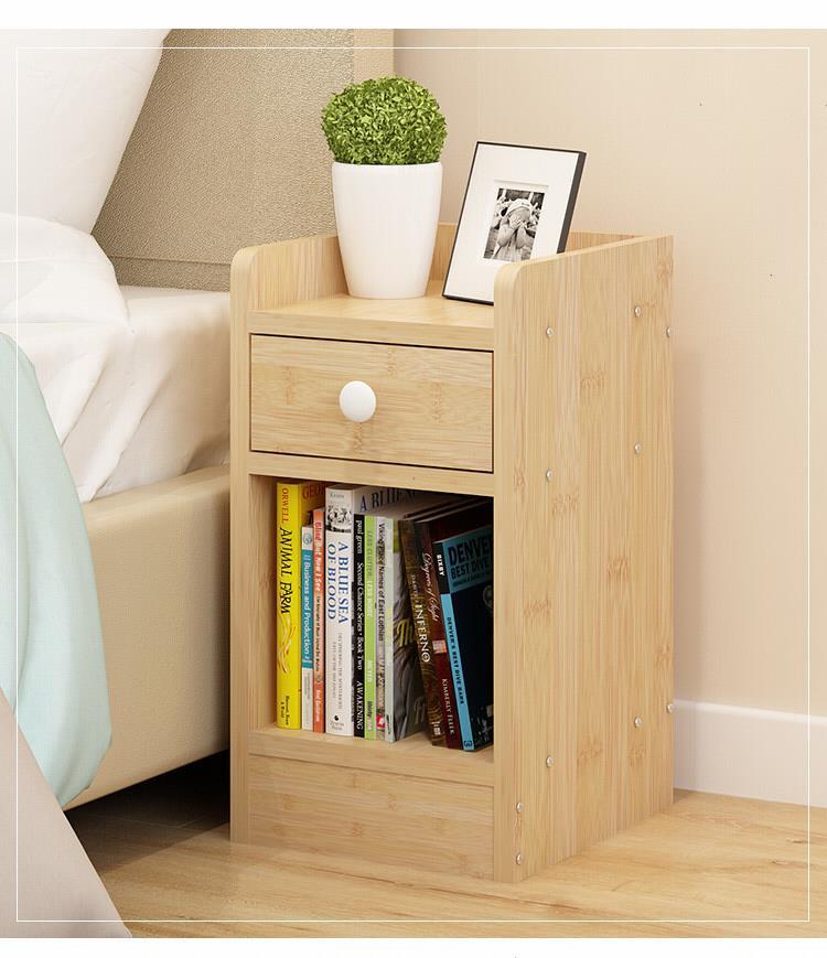 易小型床头柜子20-25-30c卧室窄迷你床边柜储物斗柜带锁 808竹木20