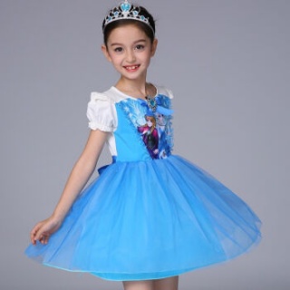 灵雀春夏装白雪公主裙女童冰雪奇缘礼服裙子灰