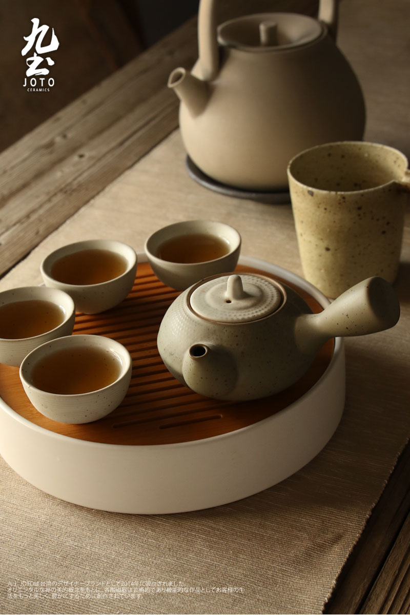 九土陶瓷干泡茶道圆新中式迷你重竹茶盘储水式简约禅意家用茶具组