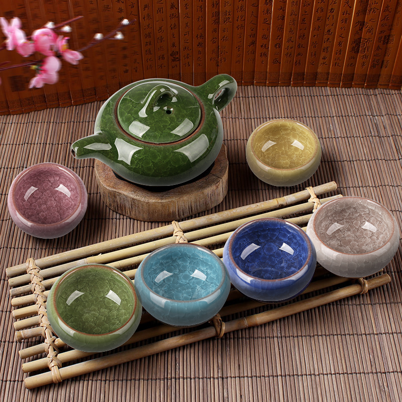 冰裂釉茶具套装 茶具茶杯 冰裂整套功夫茶具七件套装