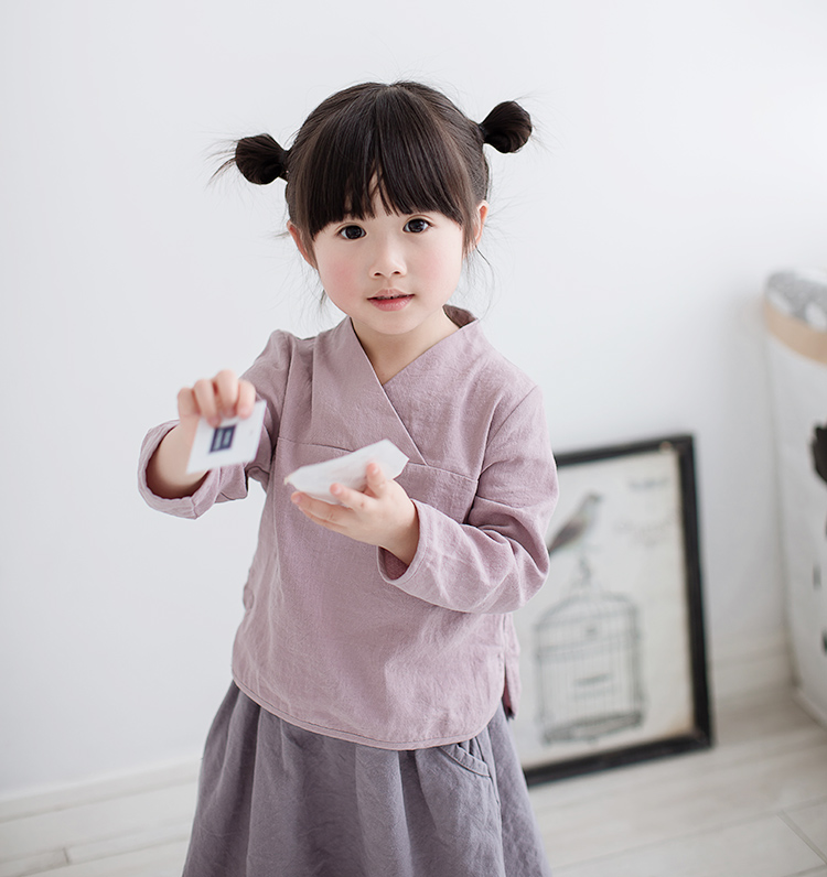 玛萨蒂品牌童装女童古装棉麻上衣2017春秋女宝宝娃娃衫潮长袖民族风