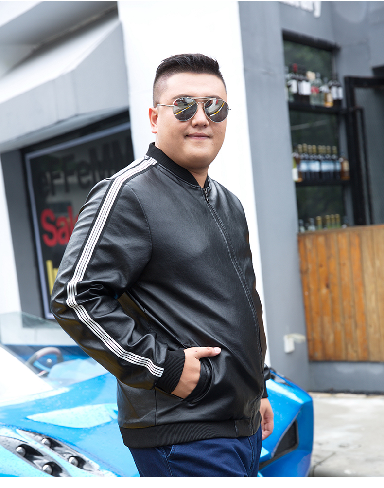 特大码肥佬大码男装胖子夹克秋冬新款皮衣男加肥加大肥人宽松外套男