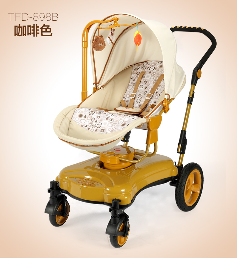 精美多功能电动婴儿车摇篮床两用摇椅双向婴儿推车可坐可躺0-1-2-3岁