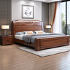 Maiyayue Solid Wood Bed Walnut Solid Wood Bed Chinese Double Bed Simple Home Master Bedroom Marriage Bed Solid Wood Large Bed Walnut Bed + 20cm Latex Spring Mattress 1500*2000mm Frame Model