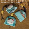 CLCEY is suitable for cartoon cute fabric pull-out key bag access control meal card holder zipper coin bag women's key dark blue cat patchwork flower