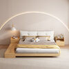 Secret floating bed tatami wabi-sabi style simple 1 meter 8 double soft package storage bed tatami bed floor-standing Japanese style walnut color bed + bedside + 1 bedside table + mattress 1500mm*2000mm frame structure