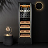 FUKE FK-188WD1 cigar cabinet, constant temperature and humidity, stainless steel smart wine cabinet, dual temperature dual system, large capacity, embedded home wine and tea humidifier, black cigar and red wine hanging cup model