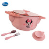 Disney children's tableware (three-piece set) infant and toddler 316 stainless steel thermal insulation tableware set baby food bowl suction cup bowl Minnie pink