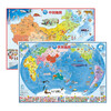 Beidou Map China Map + World Map (Set of 2 sheets with tear-resistant film, special wall charts for children's rooms aged 3-10, wall stickers, floor maps, family education parent-child enlightenment maps, extracurricular reading) Extracurricular books, extracurricular independent reading, holiday reading? 3-6 years old, money saving card